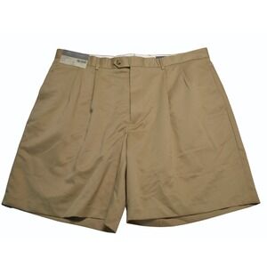 Daniel Cremieux Signature Collection Men Khaki Poly Pleated Shorts Size 42
